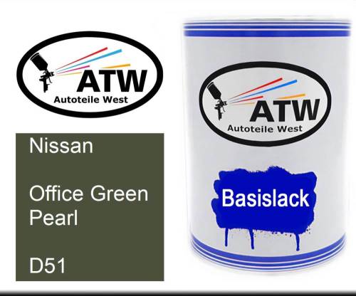 Nissan, Office Green Pearl, D51: 500ml Lackdose, von ATW Autoteile West.